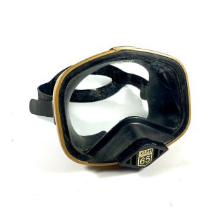 Vintage Coral 65 Scuba Diving Mask Tempered Glass Gold Trim Full Face Goggles