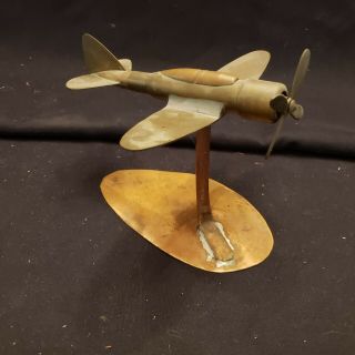 Vintage British Spitfire Wwll Military Trench Art Brass/copper Bullet Airplane