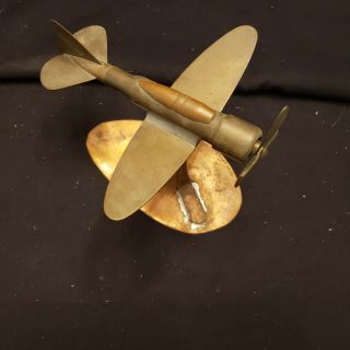Vintage British Spitfire WWll Military Trench Art Brass/Copper Bullet Airplane 2