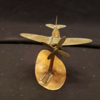 Vintage British Spitfire WWll Military Trench Art Brass/Copper Bullet Airplane 3