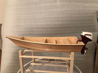 Hand Made Wood Toy Boat With Honda Outboard,  Battery Powered.  River Skiff