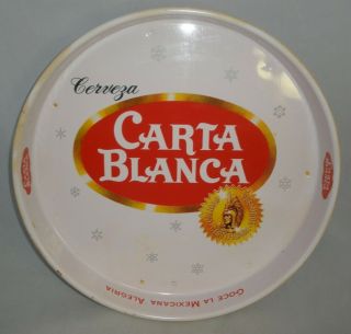 Vintage Carta Blanca Beer Cerveza Serving Tray Mexican Man Cave