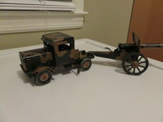 Old Tippco Tin Plate Military Truck Military Truck And Cannon Howiter