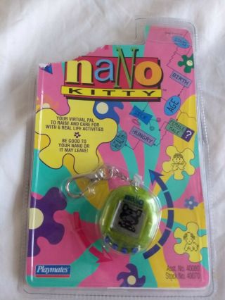 Nano Kitty Electronic Virtual Pal Pet Green Vintage 1997 Playmates