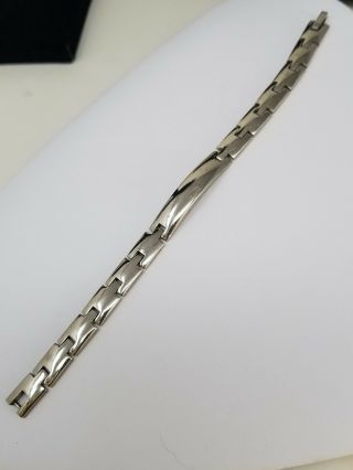 Vintage 925 Sterling Silver Mexico Flat Link Id Bracelet 7.  5” 30g Unmonogrammed