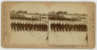 Spanish American War Camp Alger Marching In Formation Stereoview 21533