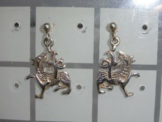 Vintage Sterling Silver Ola Gorie Maeshowe Dragon Earrings