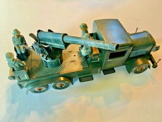 Prewar Ww2 Tippco Tinplate German Anti - Aircraft Cannon Truck