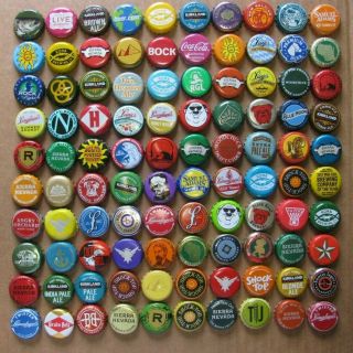 100 Mixed Different Mostly Usa Micro Craft Colorful Beer Bottle Caps