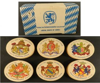 Lowenbrau Royal Coats Of Arms 4 Inch Round Beer Coaster Mat Set Of 28