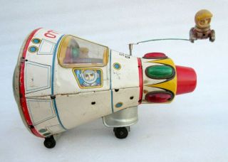 Vintage Old Battery Operated United States Apollo Spaceship Litho Tin Toy Japan