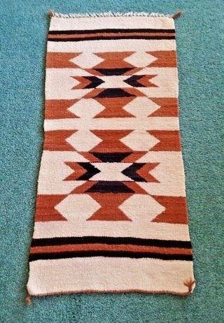 Navajo Gallup Rug,  Hand Spun,  Hand Woven Wool,  18 " By 38 ",  Exceptional