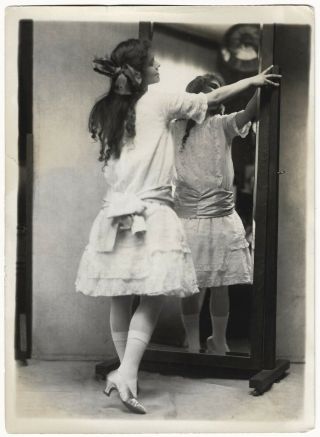 Pretty Girl In Mirror Vintage 1920s Charles Sheldon Art Deco Fashion Photograph