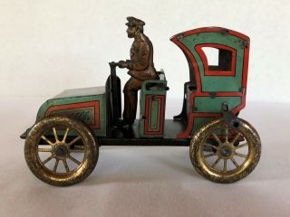 Rare C.  1906 J.  L.  Hess " Landaulet " Lithographed Tin Clockwork Toy -