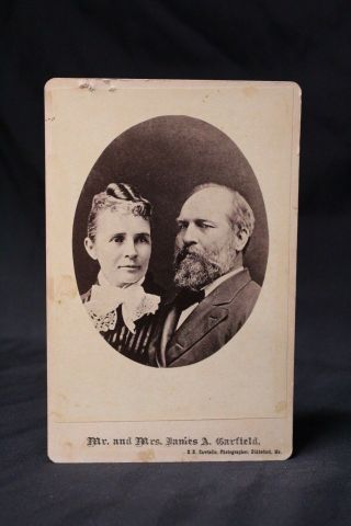 Cabinet Card Photograph Of President James A Garfield And Wife Lucretia Garfield