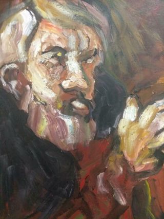Vintage Abstract Expressionist Portrait Painting Old Man Art Erin Dixon