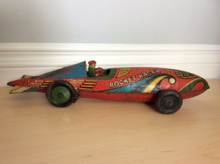 Marx Rocket Racer Wind Up Tin Toy Car 16”