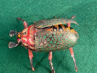 c.  1900 Lehmann Germany Tin Windup Crawling Beetle Flapping Wings Toy 2