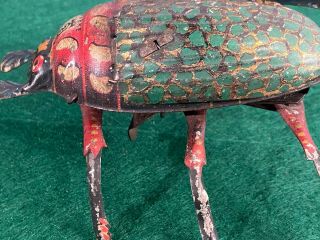 c.  1900 Lehmann Germany Tin Windup Crawling Beetle Flapping Wings Toy 3