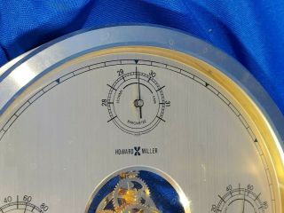 Howard Miller Clock Weather Station Barometer Thermometer Hygrometer VTG Gold 2