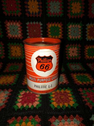 Vintage Phillips 66 Petroleum Co.  Multi - Purpose Grease Oil Can Orange 1 Pound