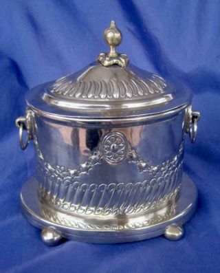 Vintage Silver Plate Brass Etrog Box Trinket Tea Canister Moroccan 6.  5 " X 7 "
