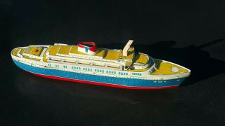 Vintage Boat Ship Me 664 China Toy Model Battery Operated Tin Metal Rubber