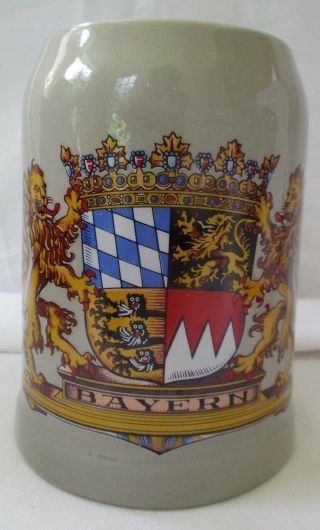Bayern German.  5l Stoneware Coat Of Arms Beer Stein Mug