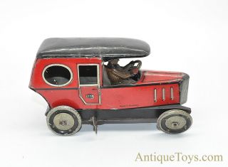 Ca.  1904 G&k Gundka Tin Lithographed Windup Red Limousine 545 German Vehicle