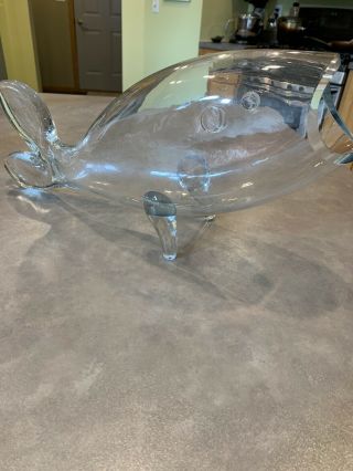 Vintage Blenko Art Glass Fish Clear Open Mouth Large Figural Vase