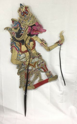 Antique Wayang Kulit Shadow Puppet Theater Horn Handle Indonesia 36” X - Large
