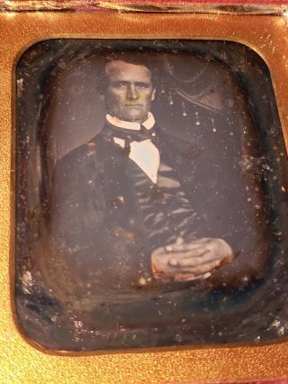 Sixth Plate Daguerreotype Of A Ruggardly Handsome Man With Tassled Drapery 1845