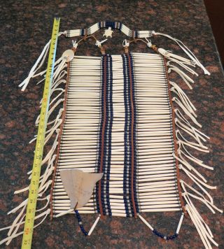 Native American Great Plains Buffalo Bone Hair Pipe Breastplate Regalia