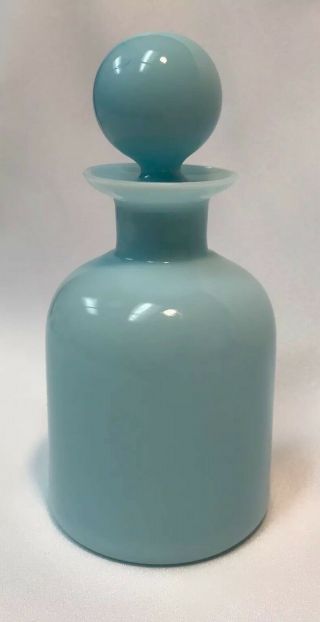 Vintage French Pv Portieux Vallerysthal Blue Opaline Glass Calonge Bottle -