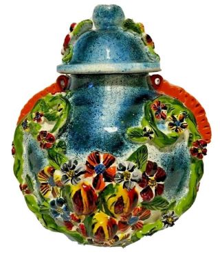 Mexican Pottery Talavera Ginger Jar Tibor Gerardo Garcia Rare Folk Art