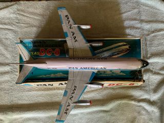 Asahi Toy Pan American Douglas Dc - 8 Friction Tin Plane W/ Box