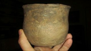 Small Brushed Tx Caddo Jar Ancient Native American Indian Pottery