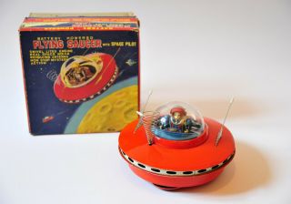 Flying Saucer Tin Toy Yoshiya Vehicles Vintage Rare Collectible - Box