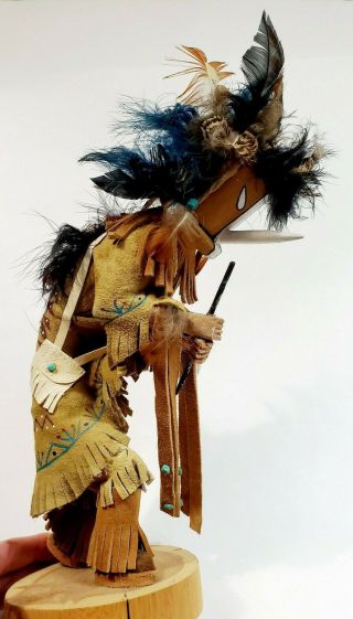 Native American Navajo Kachina Doll " Kokopelli " Signed And Numbered 12 " Tall