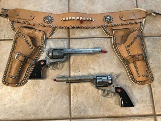 Nichols Stallion 45 Mark Ii Vintage Western Cap Gun Complete Pair With Holster