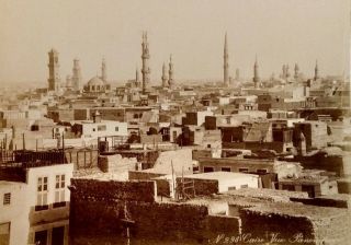 1880s Zangaki Cabinet Photo Cairo Egypt Panoramic View