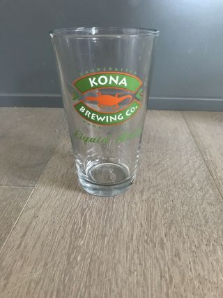 Kona Brewing Company Beer Pint Glass Liquid Aloha Etched Hawaii Islands At Base