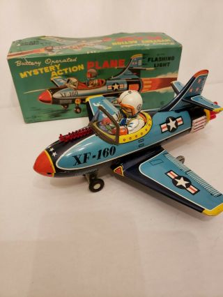 Vintage Tin Toy Battery Operated Mystery Action Plane Made In Japan T N Nomura