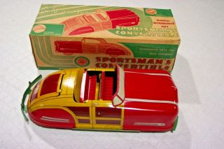 Very Rare (boxed) Wyandotte 1940’s Tin Litho Sportsman Woodie Convertible.  13 "