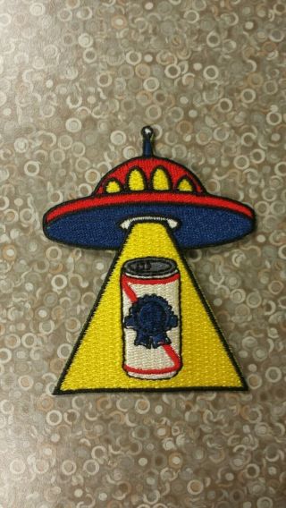 Pabst Blue Ribbon Beer Pbr Art Patch - Ufo By Trap Bob - S/h
