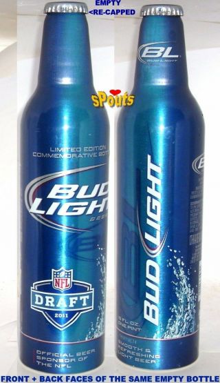 Pro Football 2011 Nfl Draft Budweiser Bud Light Aluminum Bottle Beer Can Sports