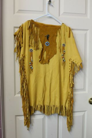 American Indian Handmade Native Deerskin Ceremonial War Shirt Ghost Dance Hcr
