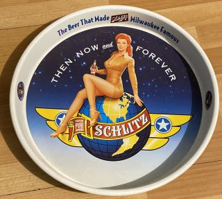 Collectible Metal Army Air Corp Pin - Up Girl Schlitz Beer Tray - Milwaukee - 50th Anv