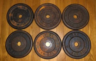 Vintage York Barbell 6 Standard 10 Lb Plates Cast Iron (no Price Gouging)