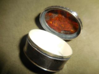 VINTAGE STERLING SILVER TRINKET SNUFF BOX AMBER TOP RUSSIAN BALTIC 3